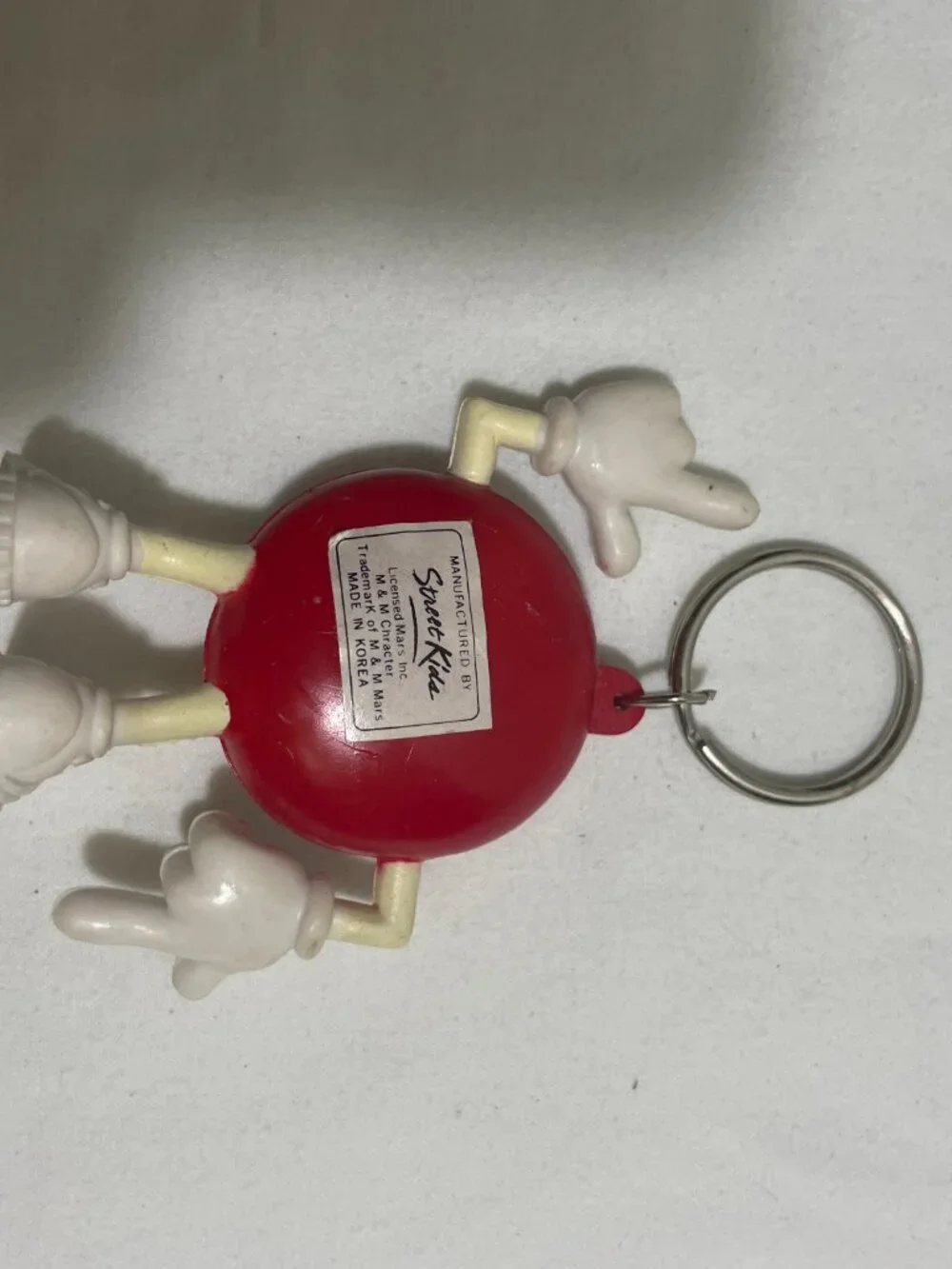 Vintage Red M&M Character Keychain Street Kids Mars Candy Advertising Korea